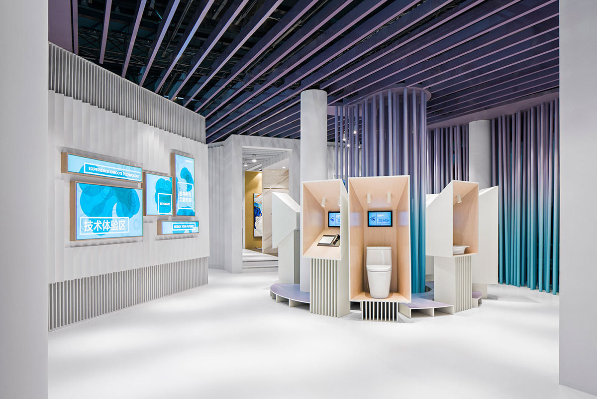 漸變藍漸變紫的色彩使九牧的展位設計格調更高了 - 第2張 - 會展活動策劃CCASY.COM 漸變藍漸變紫的色彩使九牧的展位設計格調更高了 - 第2張