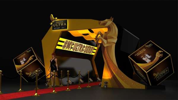 翠鳥啤酒活動策劃的這個“賽馬”元素拱門設(shè)計，活動主題直接了當(dāng)