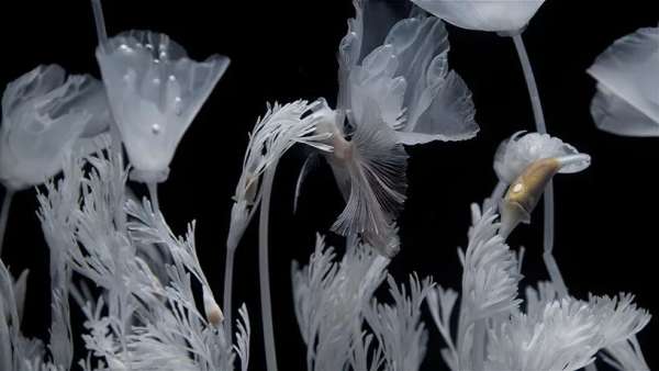 日本藝術(shù)家新作展覽活動(dòng)推出的水上花園，透明的花令人難以置信